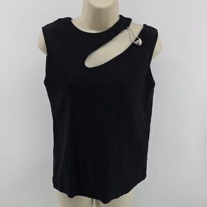 Philipp Plein Black Tank Top with Pin Accent